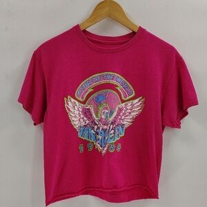 Van Halen pink cropped tee size medium graphic T-shirt short sleeve 1984 tour